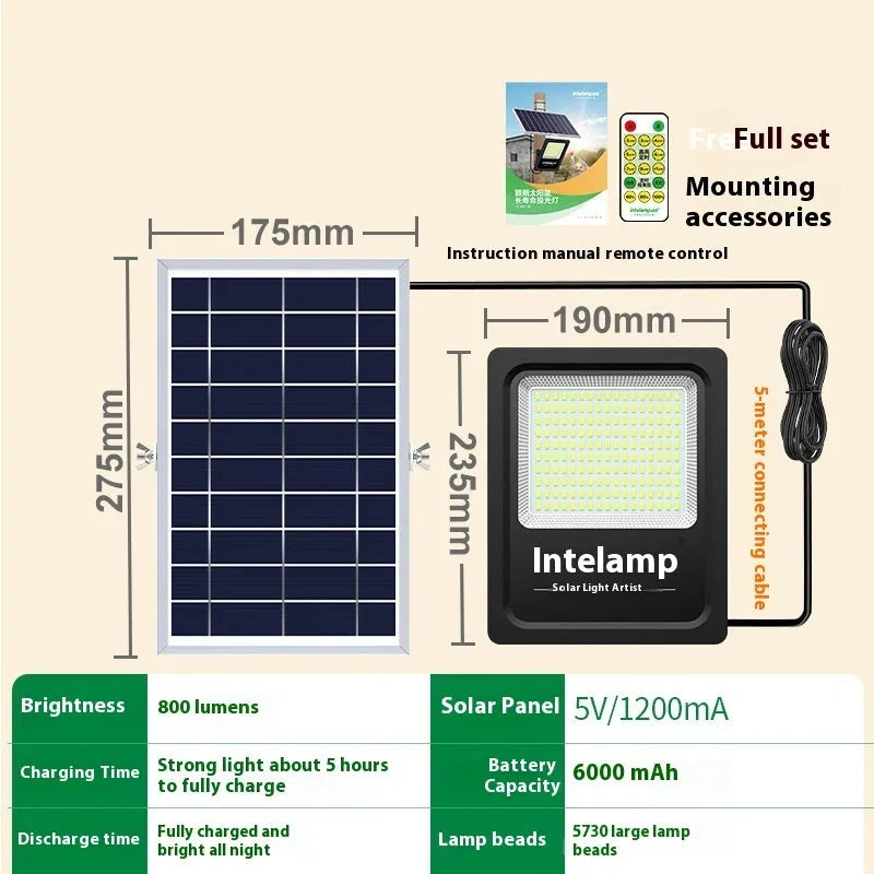 Outdoor courtyard solar LED light with waterproof IP65 rating and three lumen model options