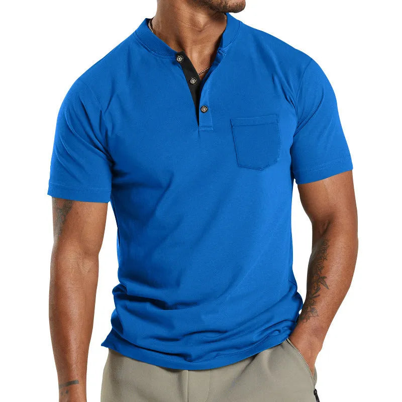 Men's lightweight polyester short sleeve shirt with button placket and chest pocket in army green