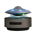 Black automatic lifting magnetic levitation Bluetooth speaker with a floating orb.