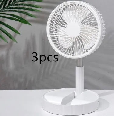 Black portable telescopic folding fan extended to full height with control panel visible