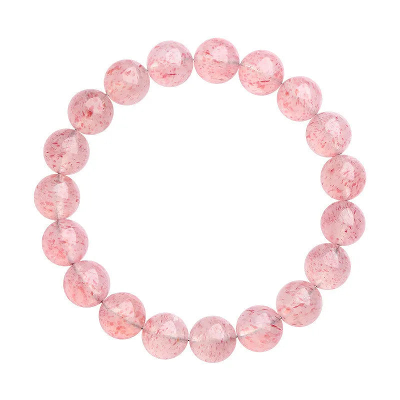 Strawberry quartz crystal bracelet with 10mm round beads and ground finish