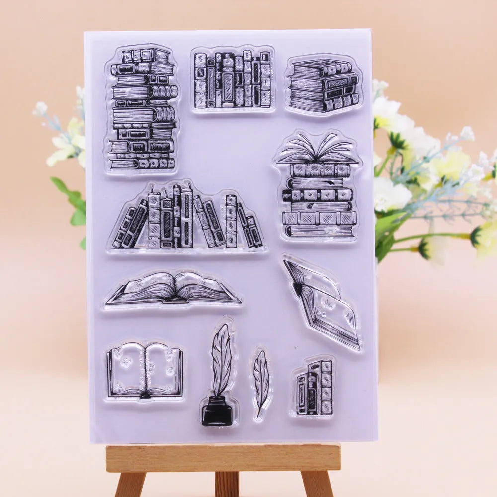 Transparent silicone stamp with white seal pattern measuring 11 by 16 centimetres