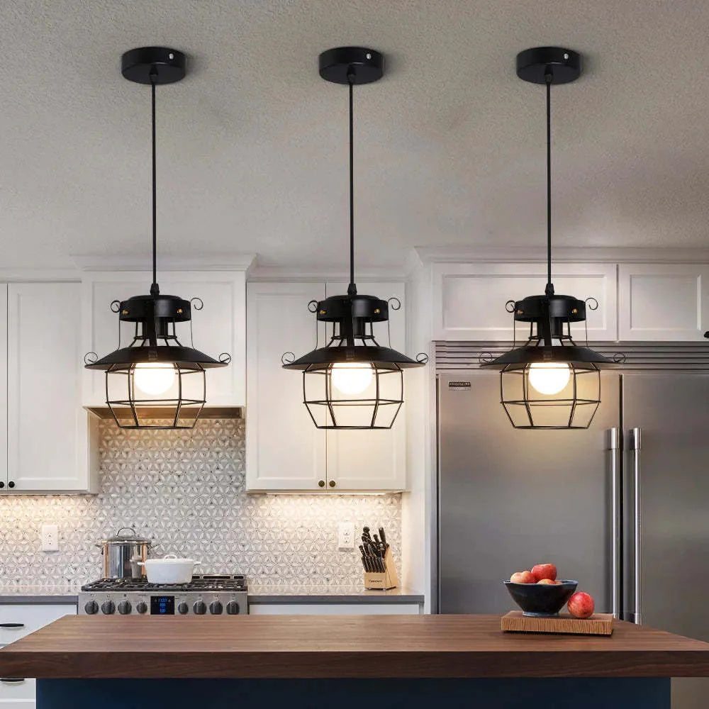 Retro iron droplight lantern with single head design for corridor and restaurant lighting
