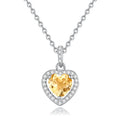 Sterling silver heart pendant necklace with natural gemstone on cross chain