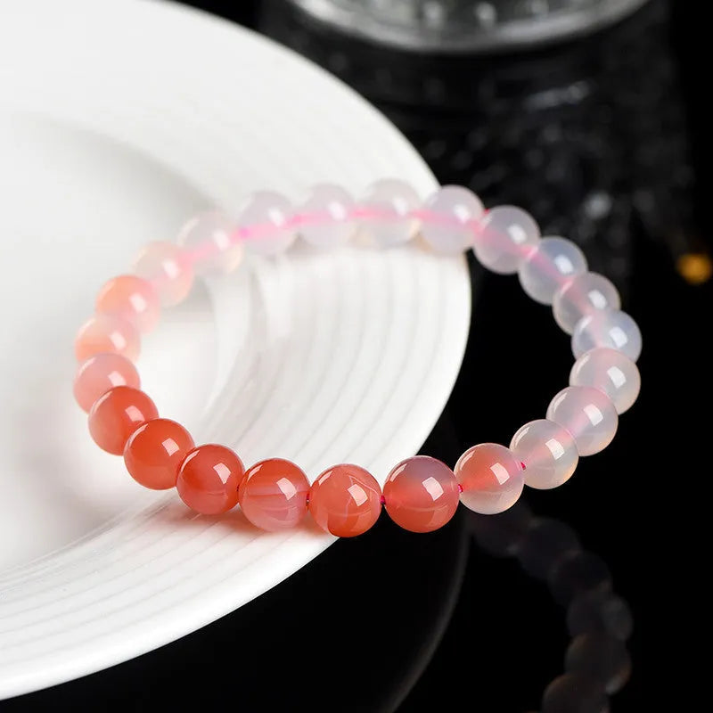 Yanyuan agate bracelet with gradient colour beads in a geometric single circle design.