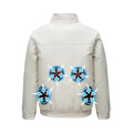 Smart air conditioning outdoor work jacket with cooling fan in black or white with ventilation holes