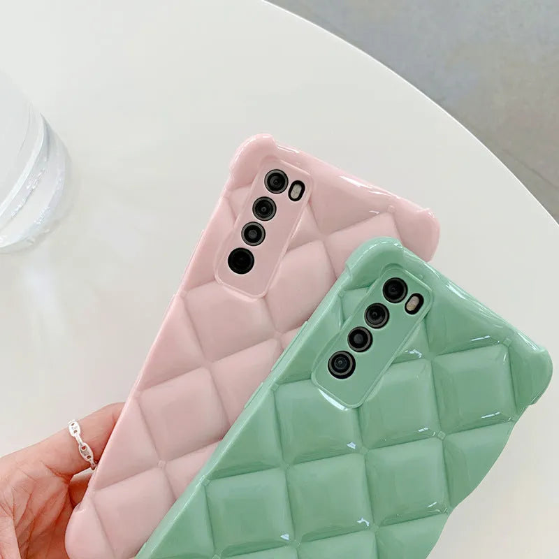 Black silicone diamond phone case for Huawei P50 and P40 models on a white background.