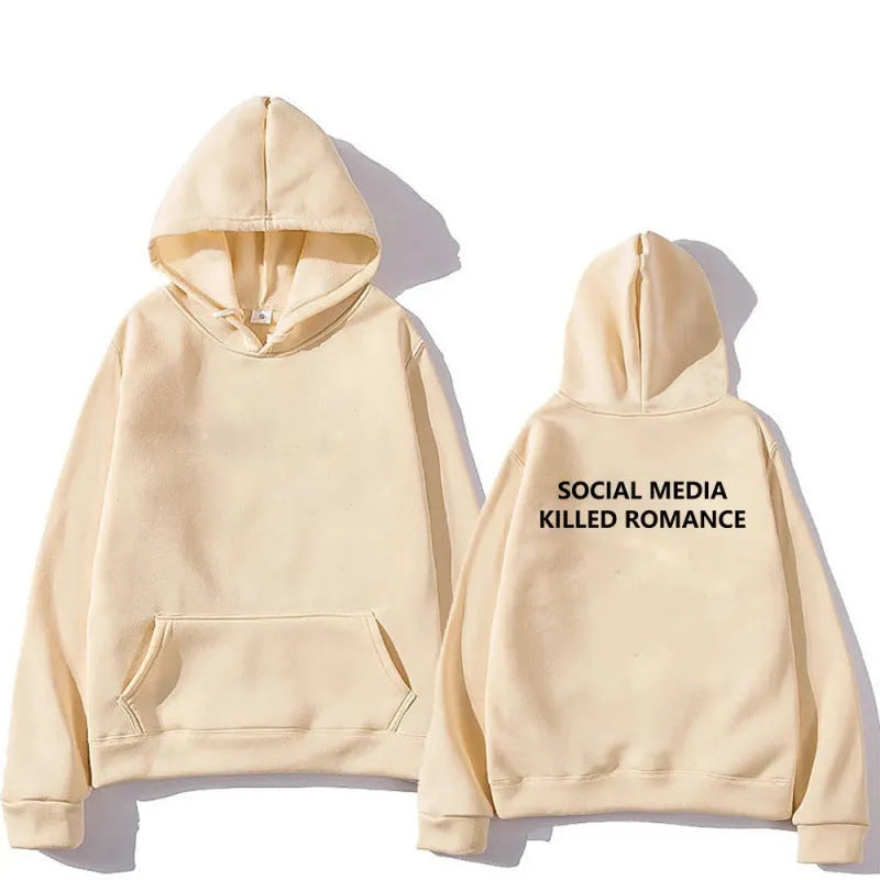 Slim fit men's grey hoodie with a white spring letter pattern print on the front, featuring a hood and long sleeves.
