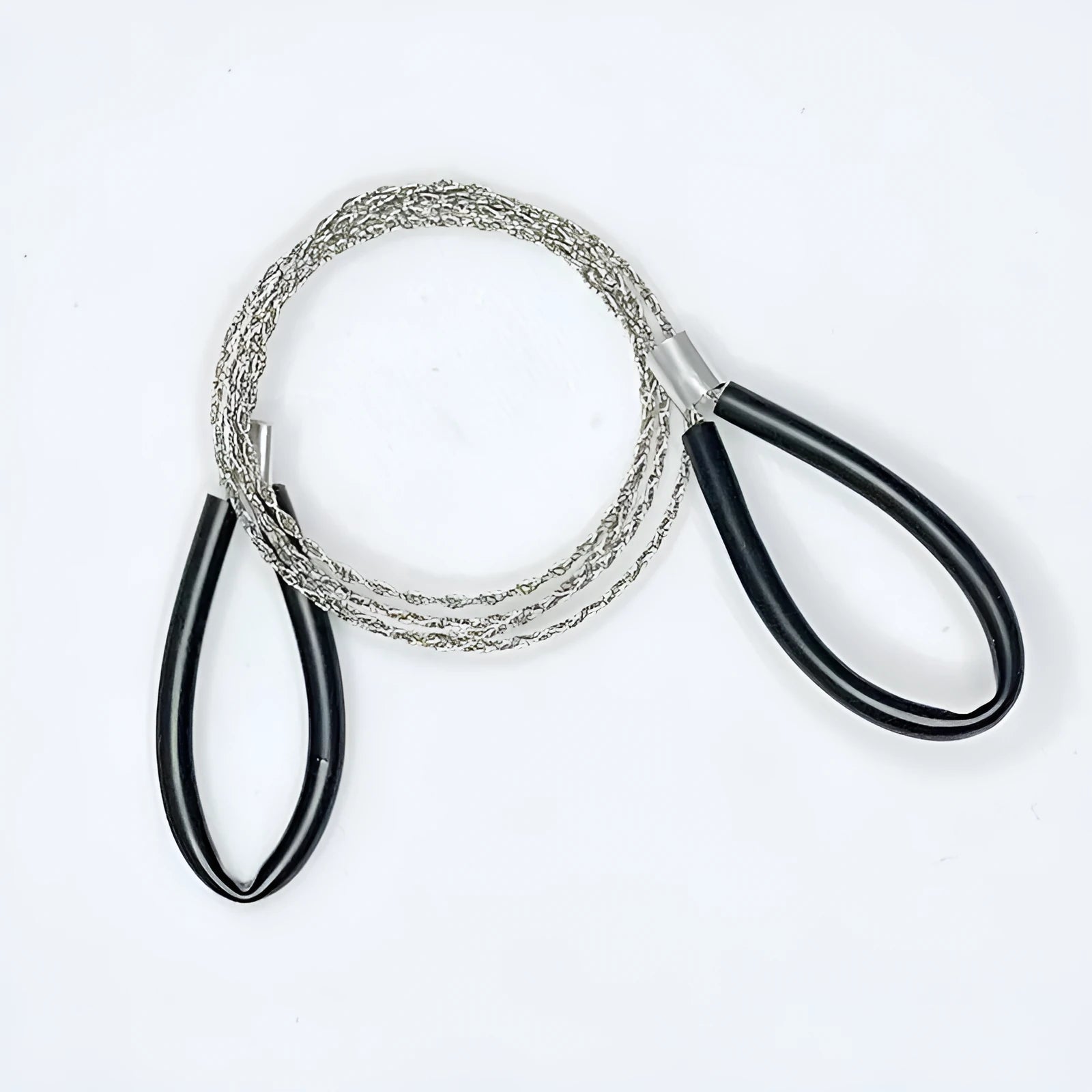 Compact black and red survival wire saw with leather case and German stainless steel wire