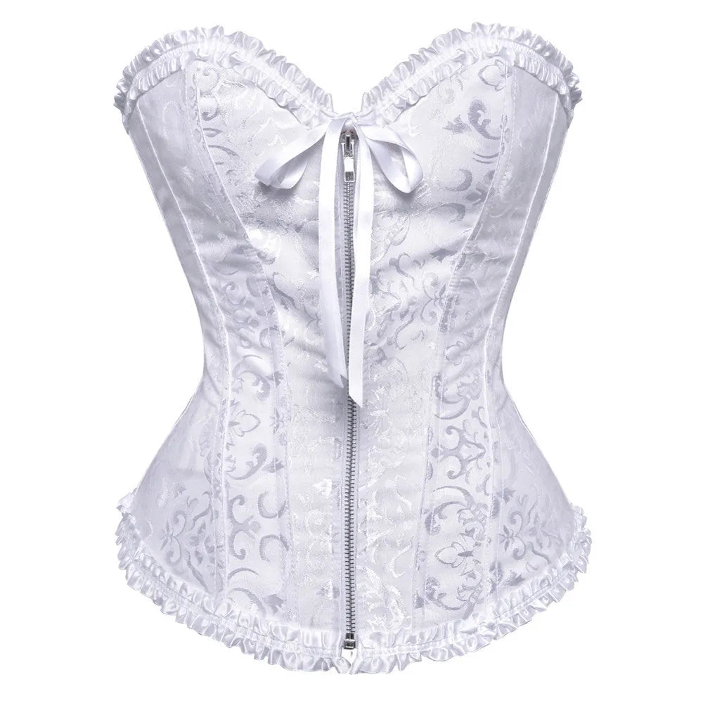 Women's jacquard spandex corset waistband with front zipper closure in multiple colour options
