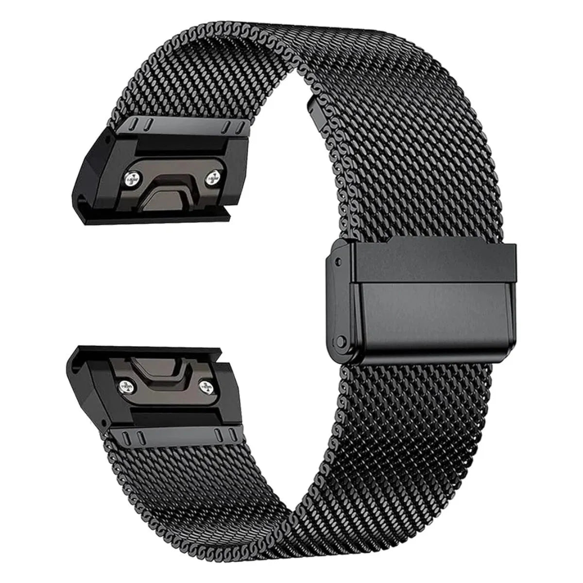 Stainless steel replacement watch strap for Garmin Fenix smartwatch in silver, black, gold, and rose gold colour options.