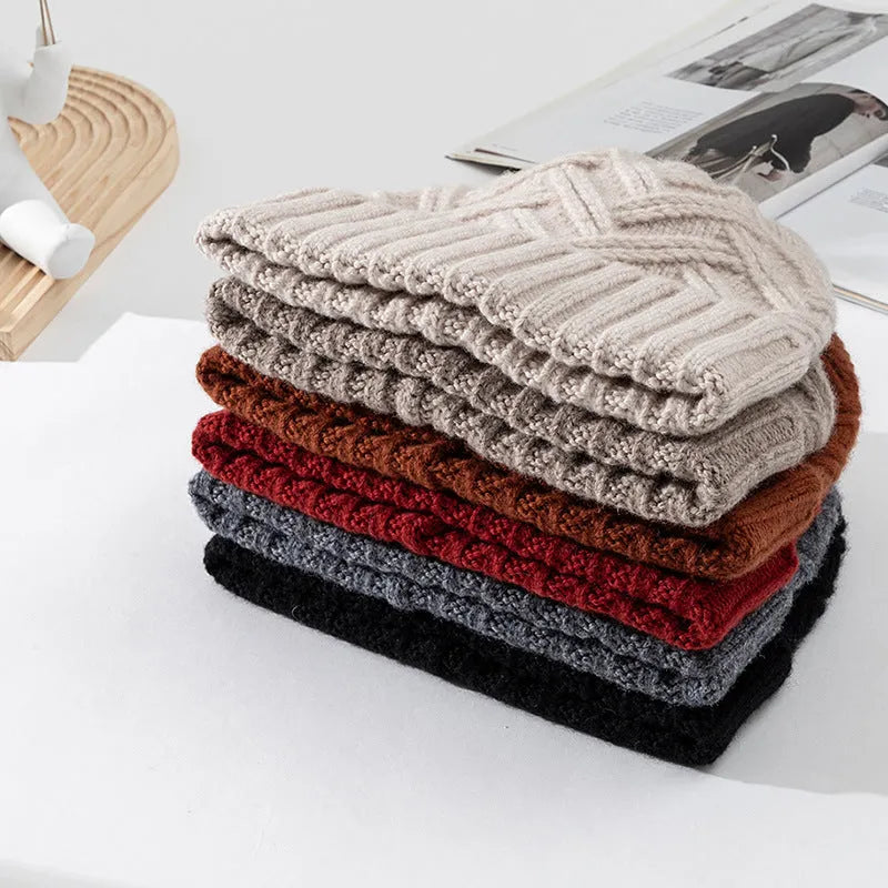Wool knitted women's hat with dome crown in one of six colours on display