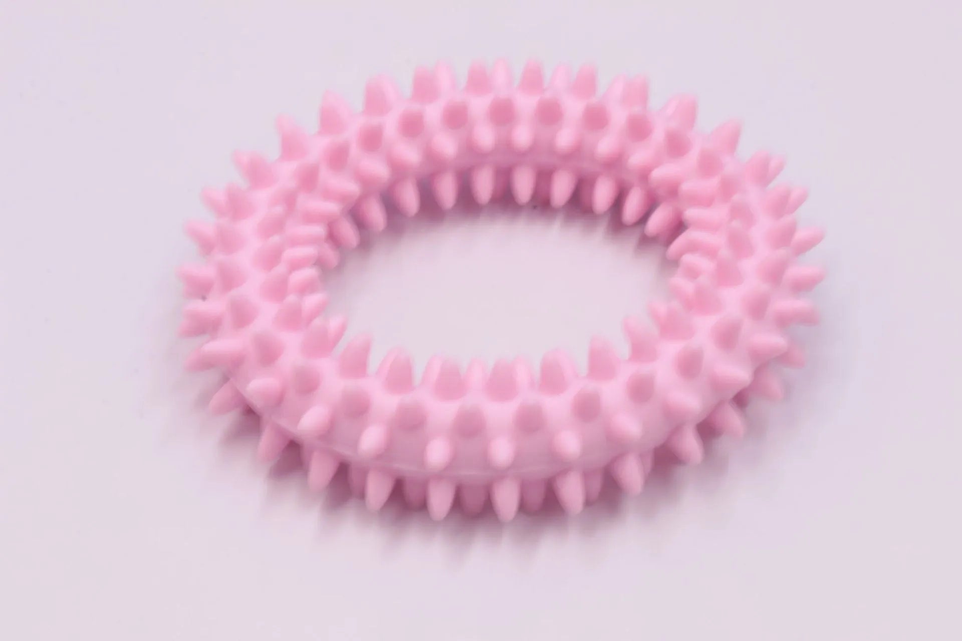 Blue TPR spiky circle ring dog chew toy for dental cleaning and bite training