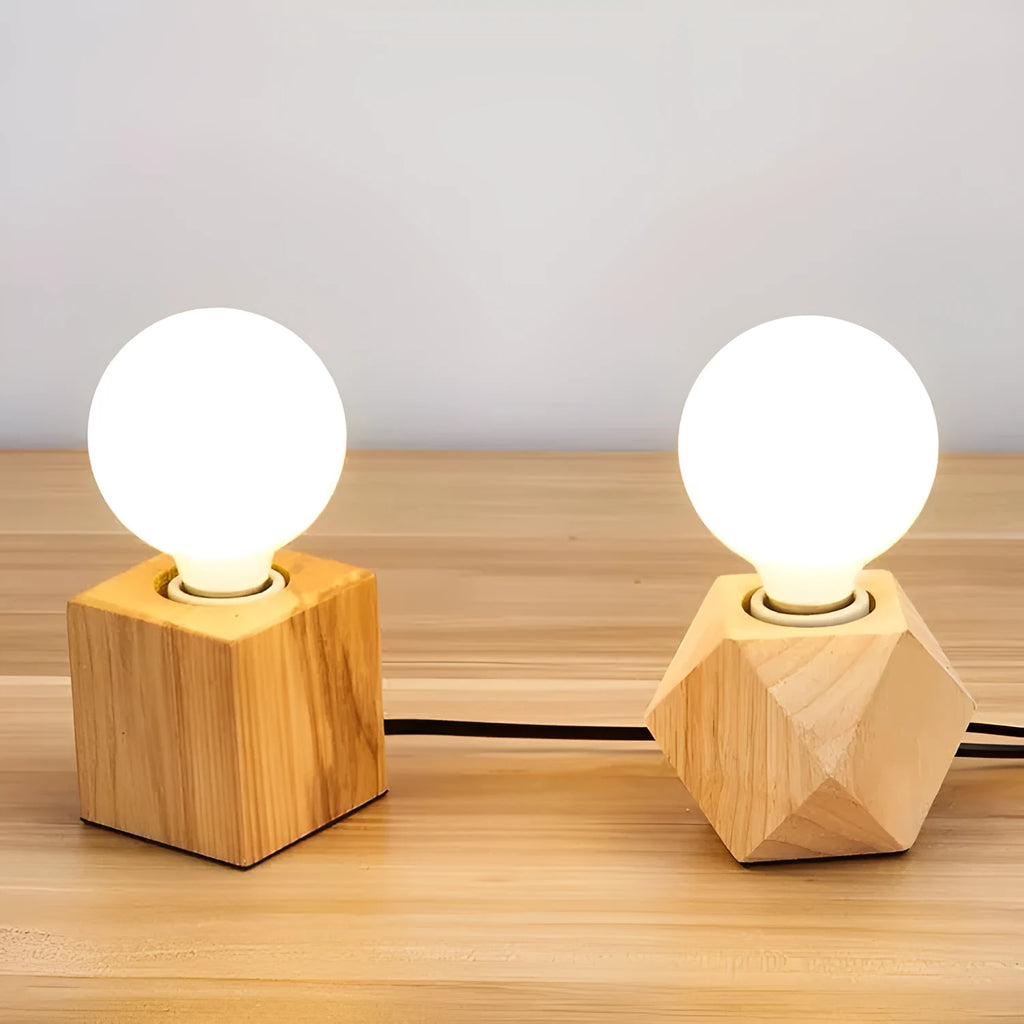 Wooden retro lamp holder in square and diamond designs with optional switch