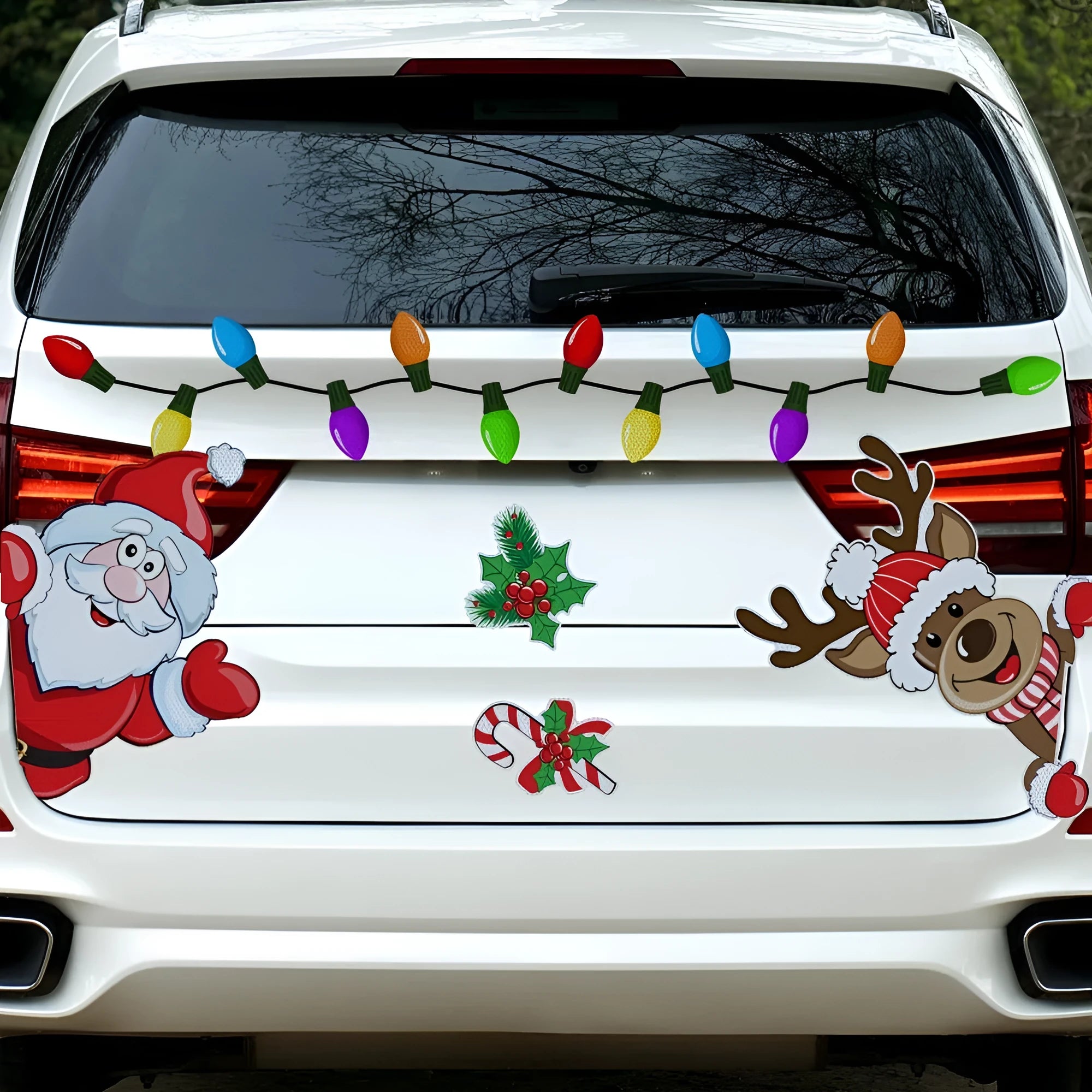 Christmas cartoon elk design reflective magnetic sticker in medium size