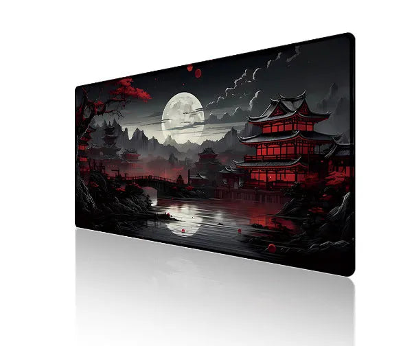 Anime-themed gaming mouse pad on a desk with non-slip rubber cloth base.
