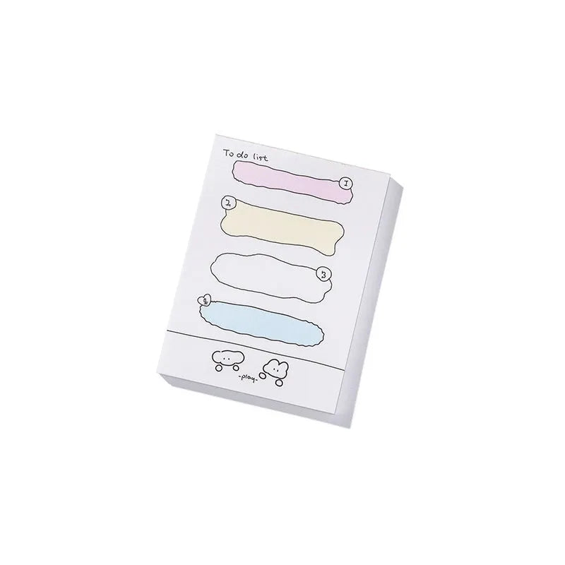 Cute cartoon animal and planner themed sticky note pad with adhesive backing, 50 sheets