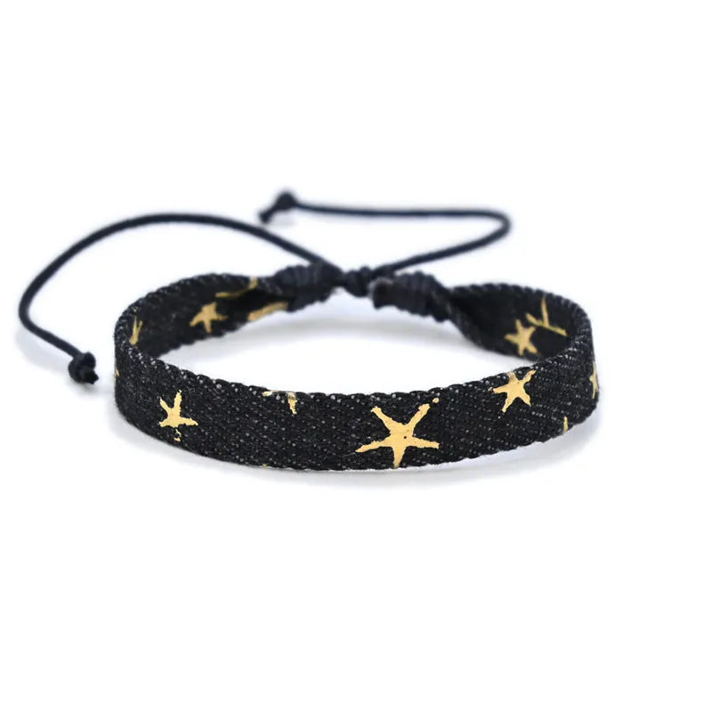 Denim fabric bracelet strap with leather adjustable cord in multiple colour options