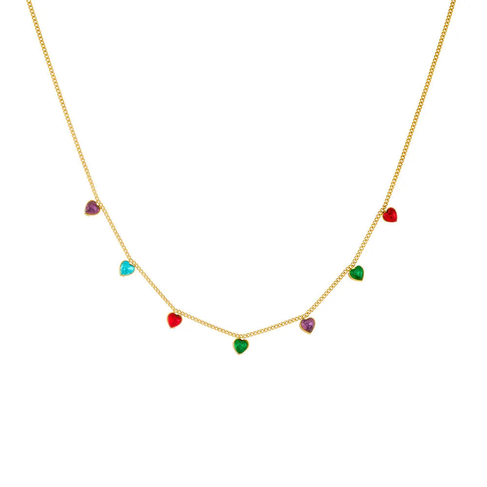 Women's gold-plated stainless steel heart necklace with adjustable 41-50cm chain