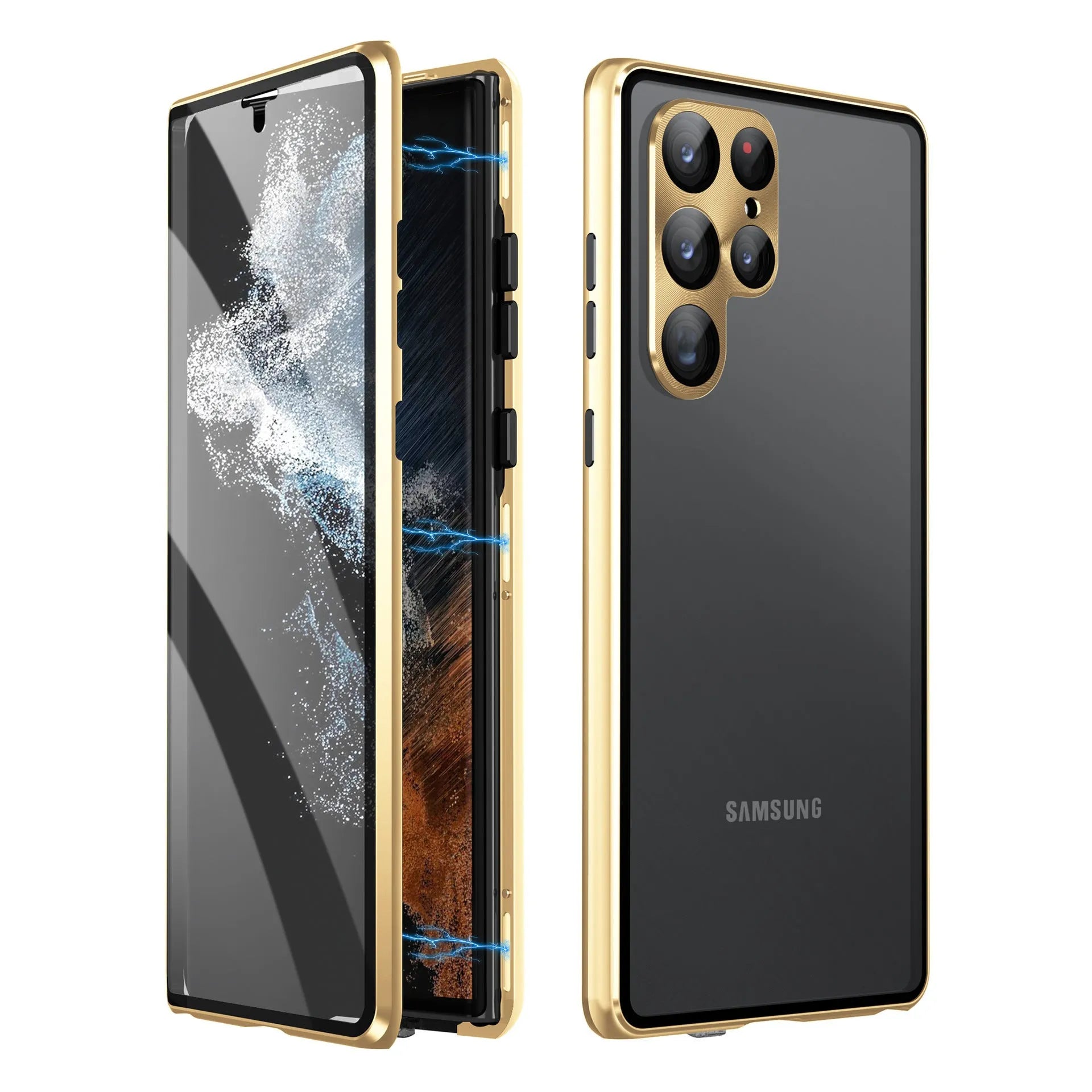 Metal magnetic king phone case with peep-proof mirror for Samsung S24 Ultra in multiple colours