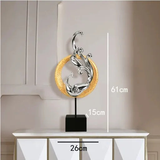 European style synthetic resin phoenix ornament in rose gold, red or silver