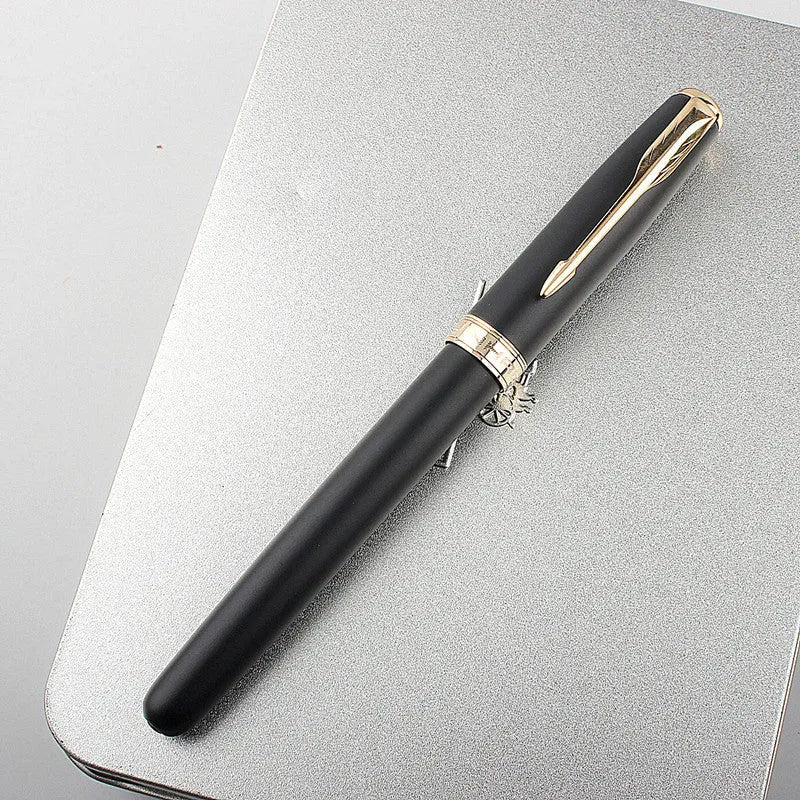 Stainless steel ball pen with 0.5mm tip shown in black gold clip finish