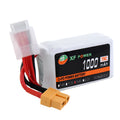 XF Power black 14.8V 1000mAh graphene drone battery with XT60 plug, showing compact dimensions.
