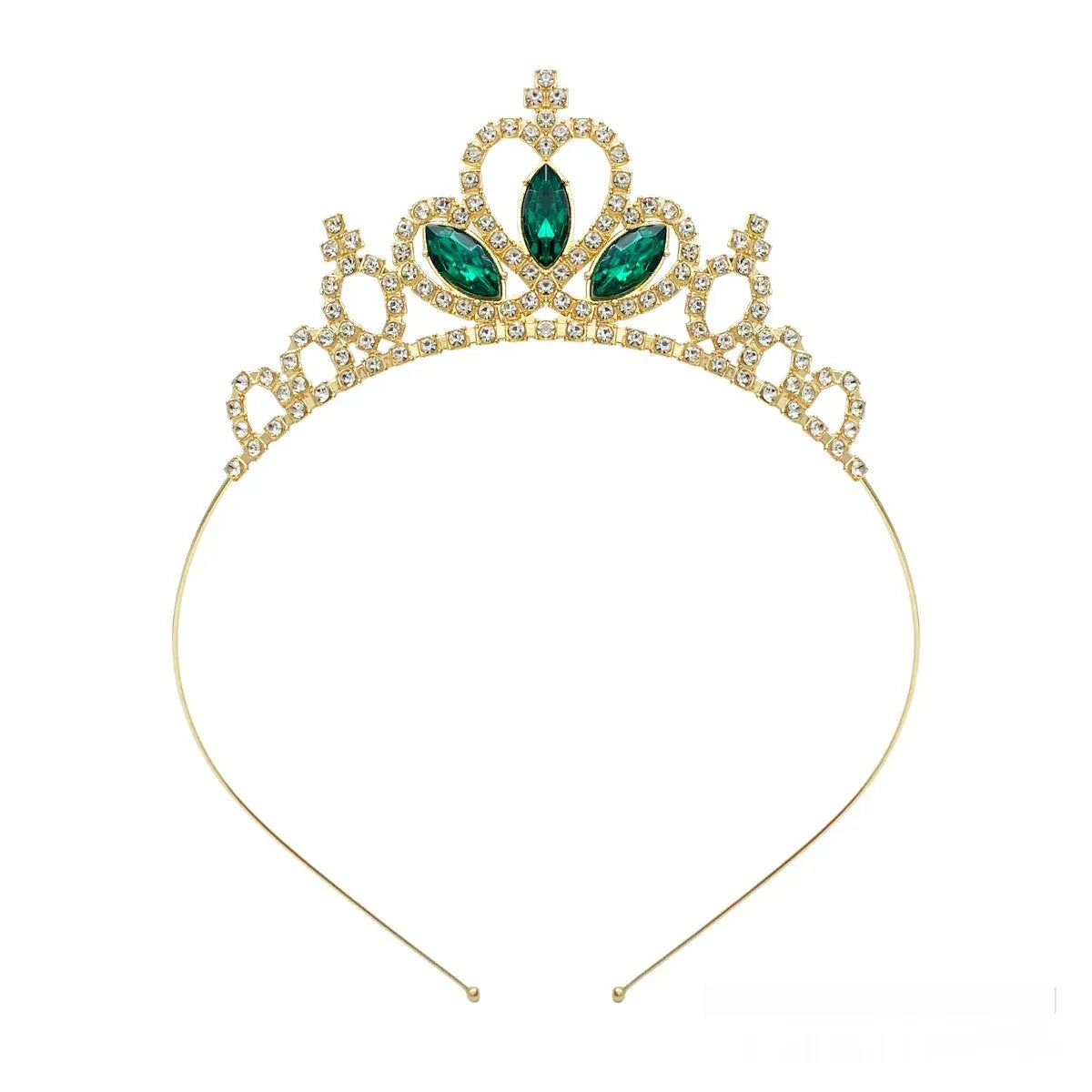 Gold and silver alloy princess crown headdress with coloured gemstones for girls birthday parties