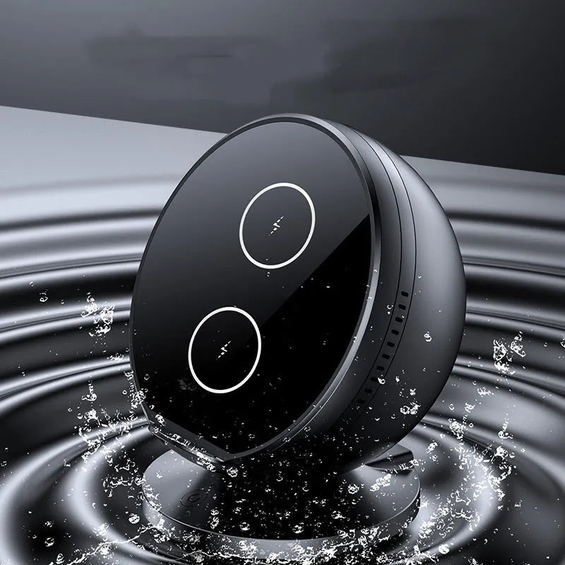XC-11 multifunctional mobile phone holder with wireless charging and Bluetooth speaker in black, blue, pink, or white.