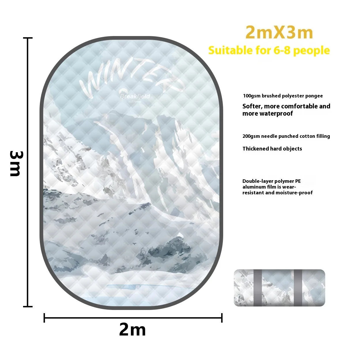 Waterproof picnic mat for 4-8 people showing seasonal colour options and moisture-proof backing