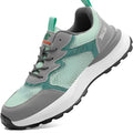 Green plastic steel toe safety shoes with mesh panels and slip-on design for work protection