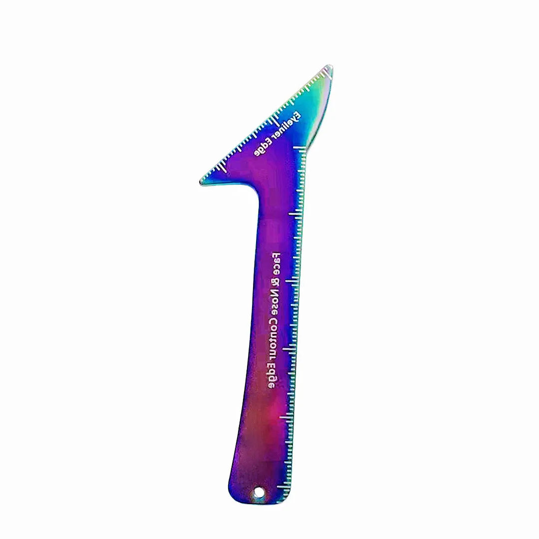 Reusable pink and LaserFX 3-in-1 eyeliner and contour stencil for hooded eyes.
