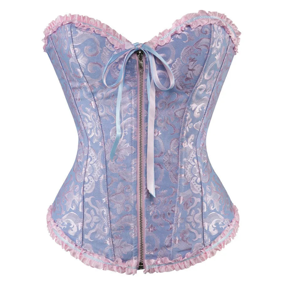 Women's jacquard spandex corset waistband with front zipper closure in multiple colour options