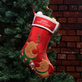 Christmas stocking bag in non-woven fabric with Elk, Old Man, or Snowman design and hanging hook