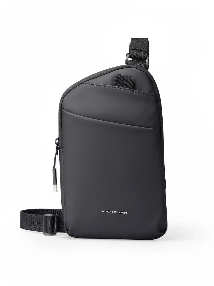 Men's elegant black lightweight crossbody bag made from durable Oxford cloth
