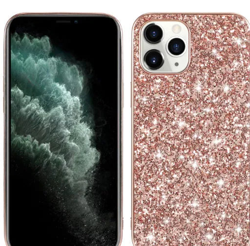 Pure colour TPU phone case with sequins veneer and bracket for iPhone 12 Pro Max