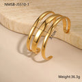 Women's stainless steel bracelet with 18K gold electroplating in geometric open design with line elements