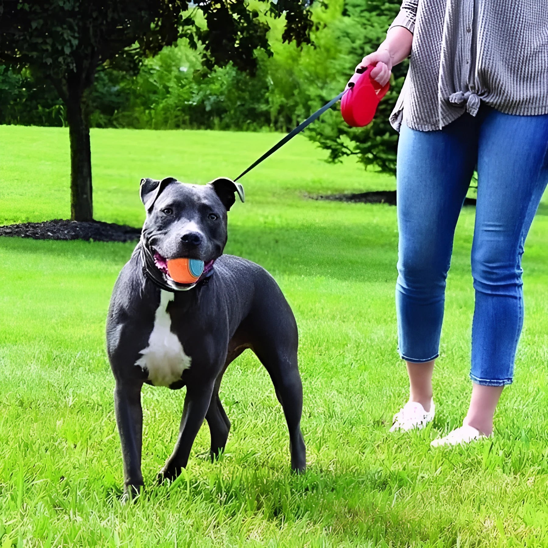 TPR rubber dog toy ball in two-tone colours with sound-making function for chewing and training