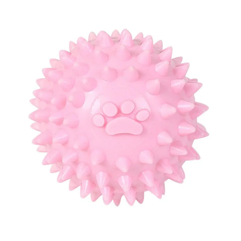 Blue TPR pet chewing ball with textured surface for dental cleaning, 6cm diameter