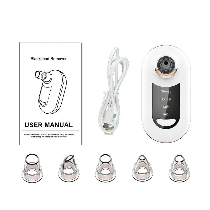 3-gear electric pore vacuum blackhead suction device with ABS plating finish and five suction tips