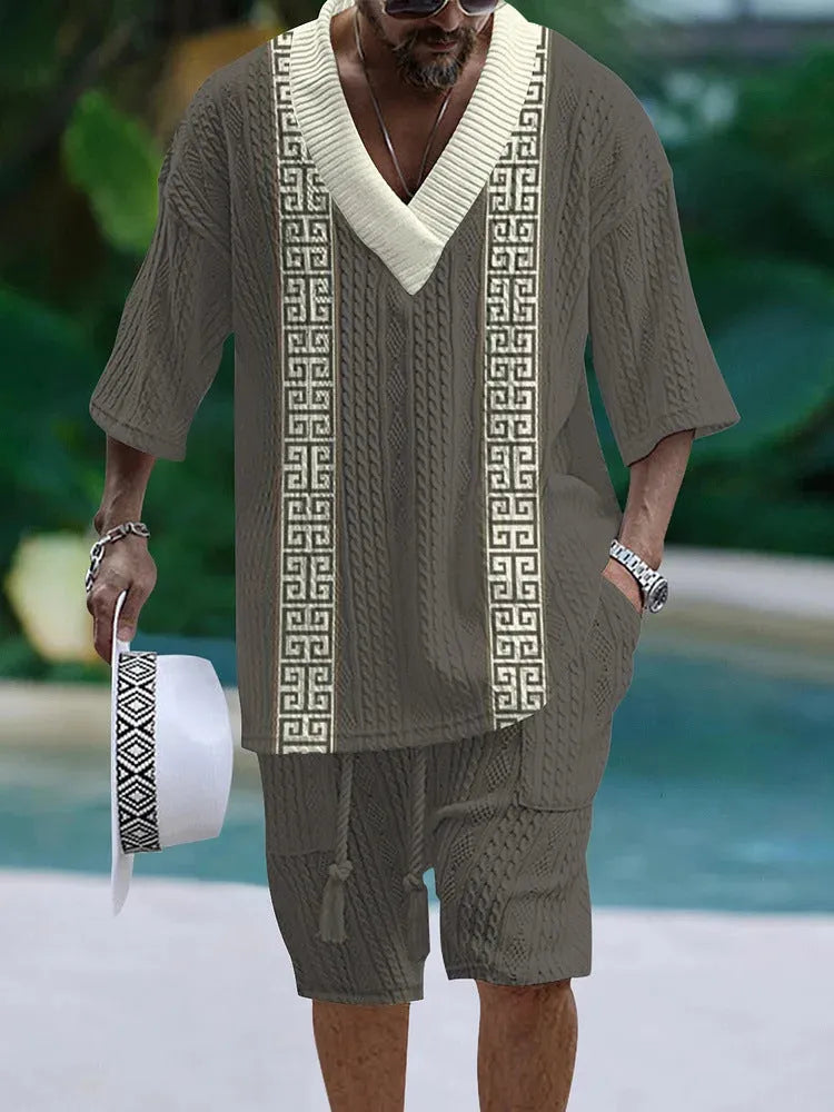 Loose fitting casual short sleeve suit set in various colours