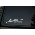 Reflective plastic bumper sticker showing dimensions 16cm long by 3.8cm wide