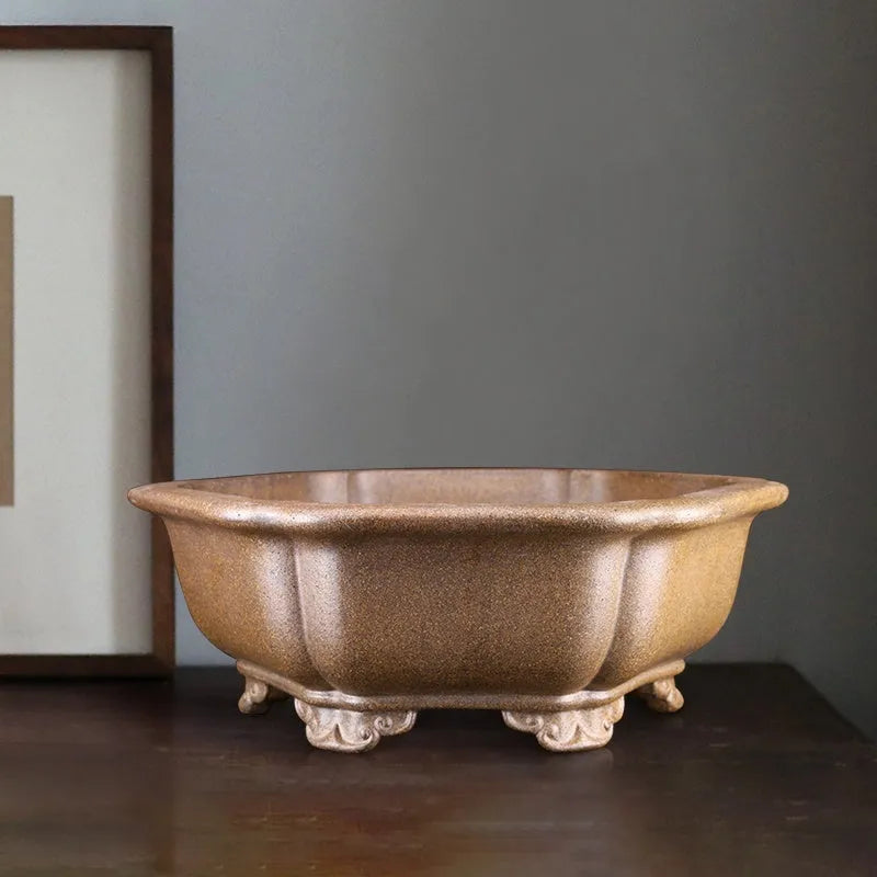 Large handmade purple sand tea basin for traditional Gongfu tea ceremonies