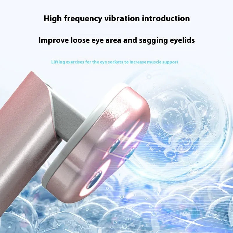 Gradient pink cat's paw shaped eye massager with micro-current vibration and colour light functions.