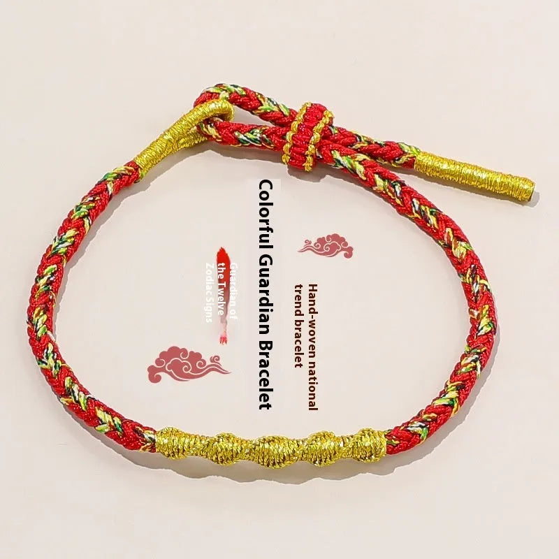 Hand-woven eight-strand colourful guardian strap bracelet with flexible wire and zodiac specific colours