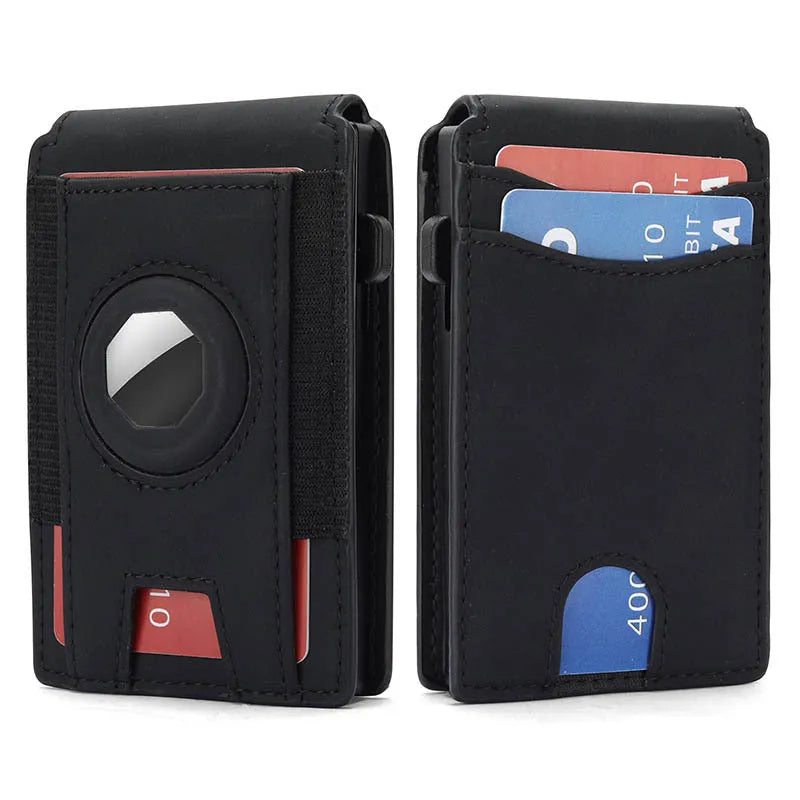 Men's synthetic leather card holder wallet in black, dark brown and light brown colour options