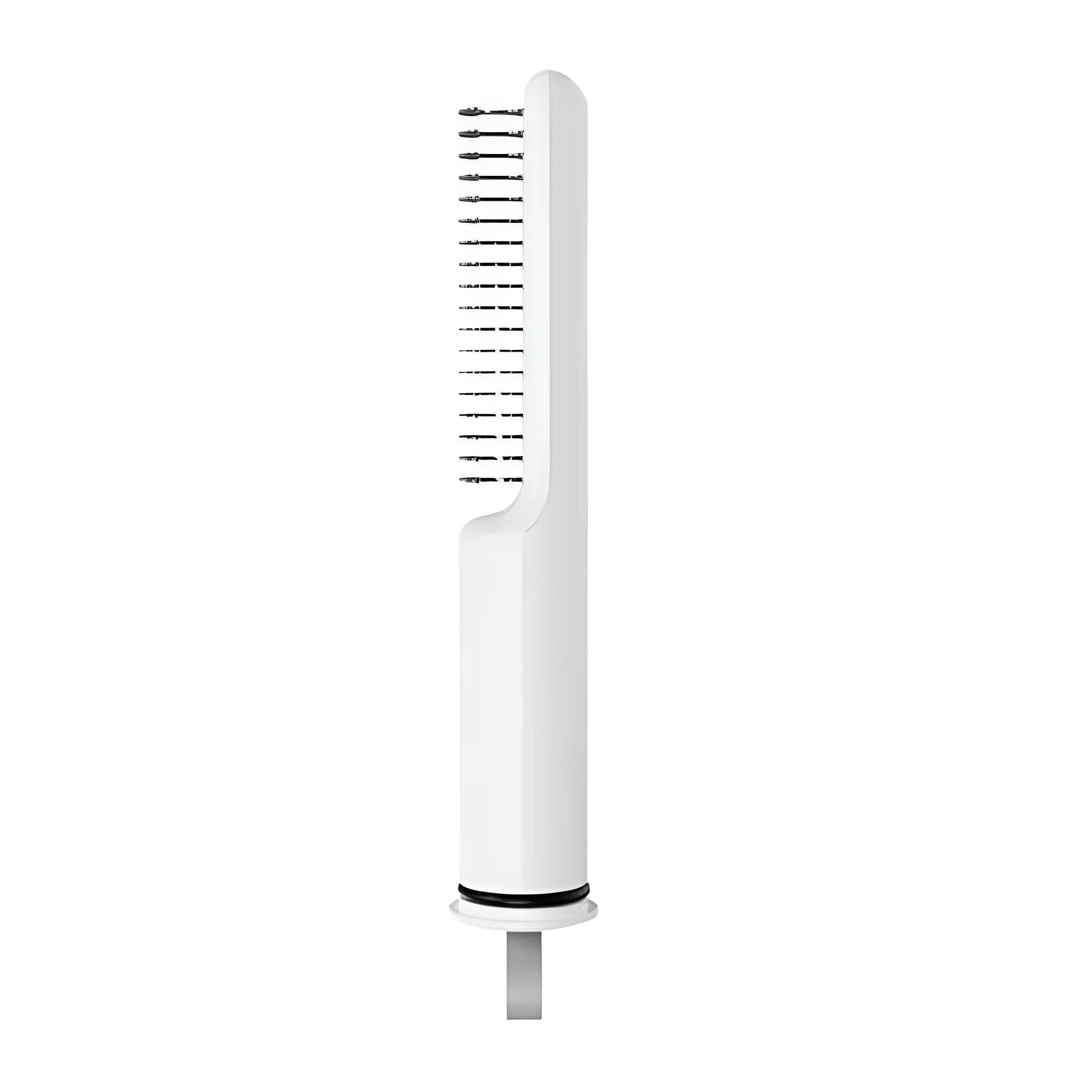 Stainless steel dog dematting comb with ergonomic handle on a white background