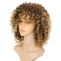 Front lace high temperature silk wig in long curly style, DY3360 Short African Roll Light Gold colour