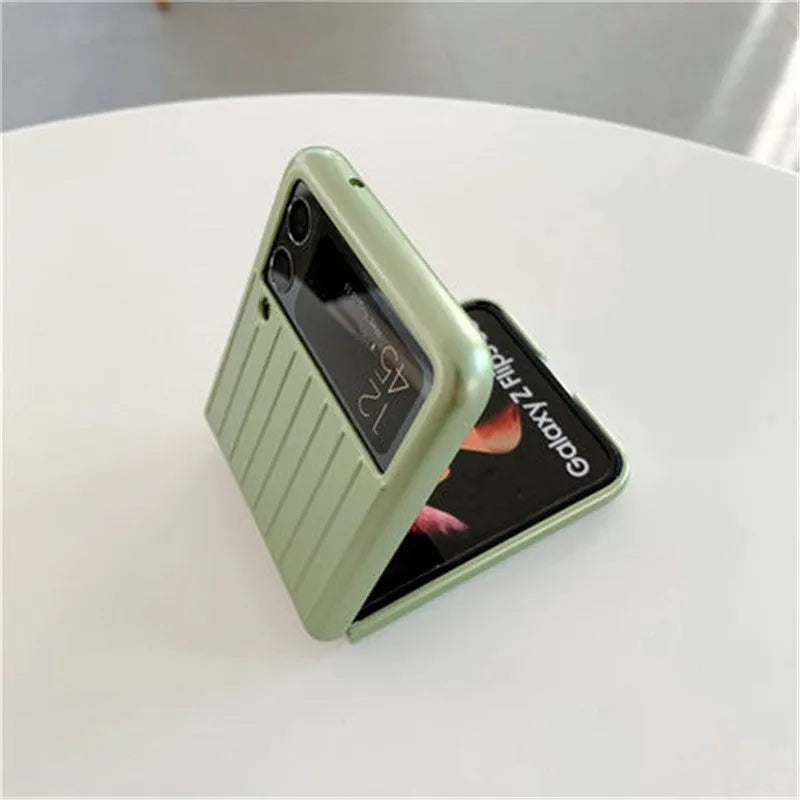 Samsung Z Flip3 ultra-thin flip phone case in seven colour options showing folding screen protection