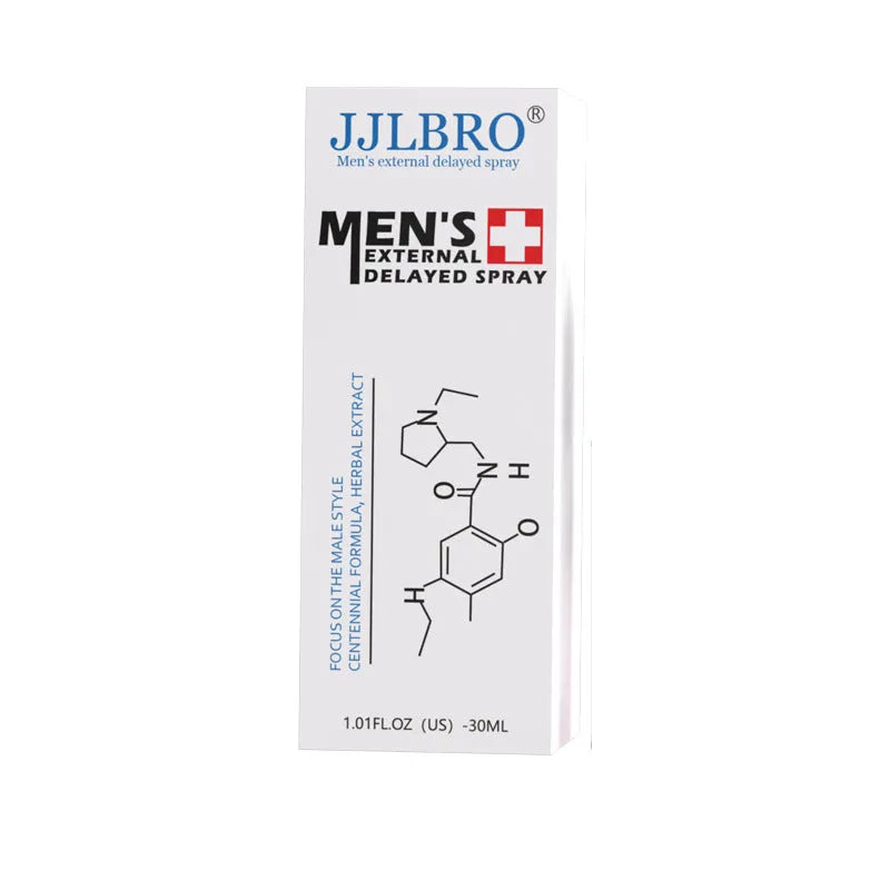 White bottle of male delayed spray 30ml for sex flirting with plant extraction
